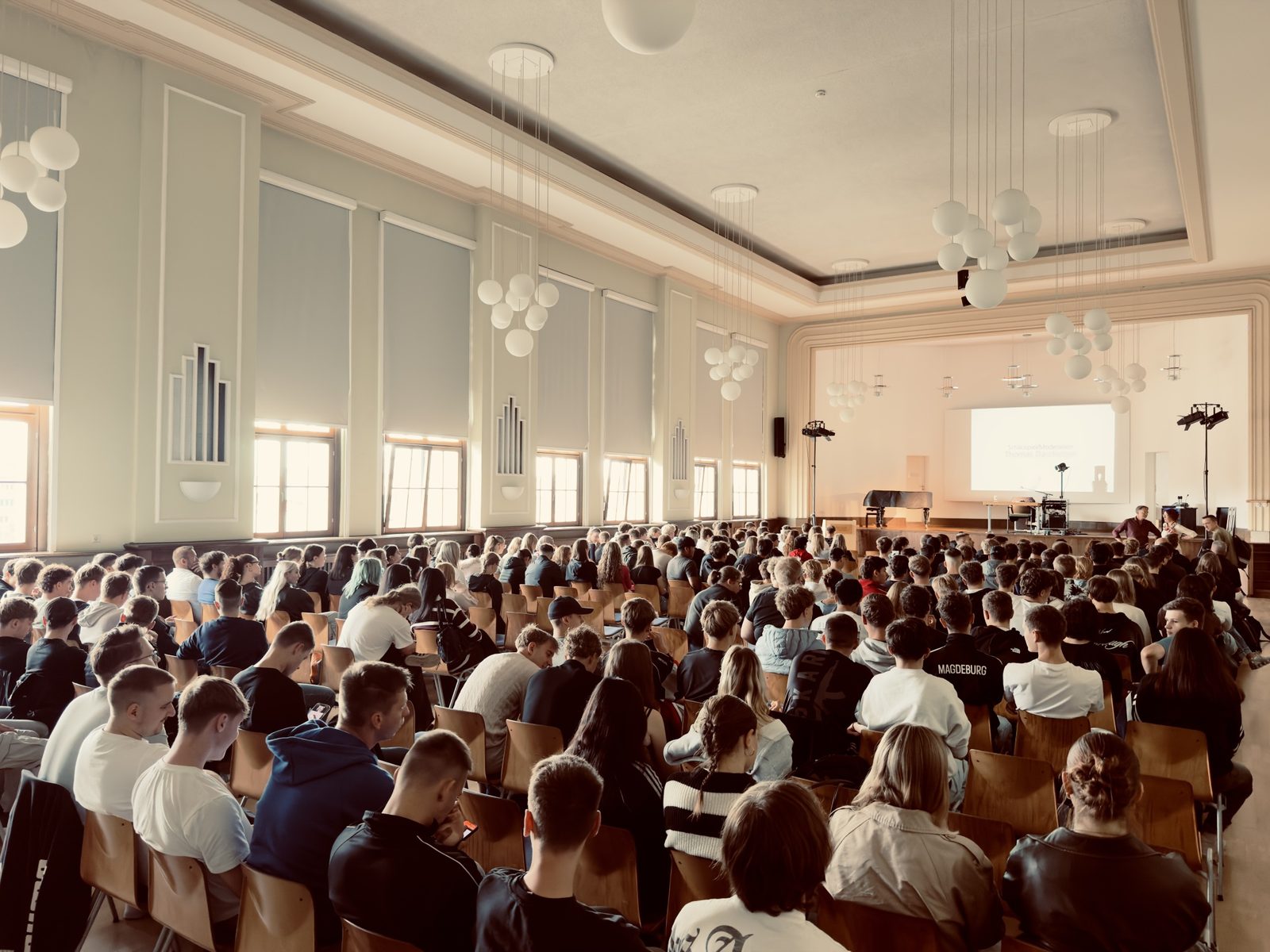 Audience in a school hall